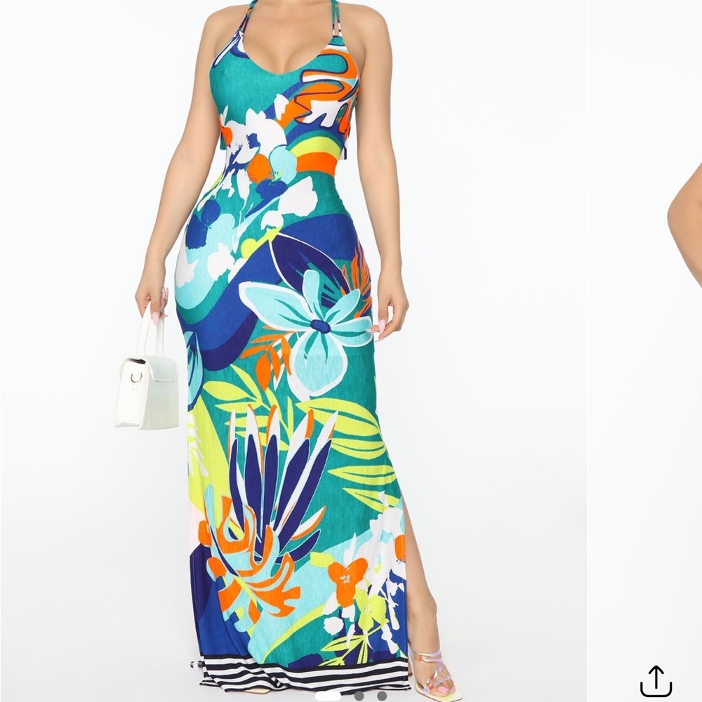 Tropical Print Maxi Dress